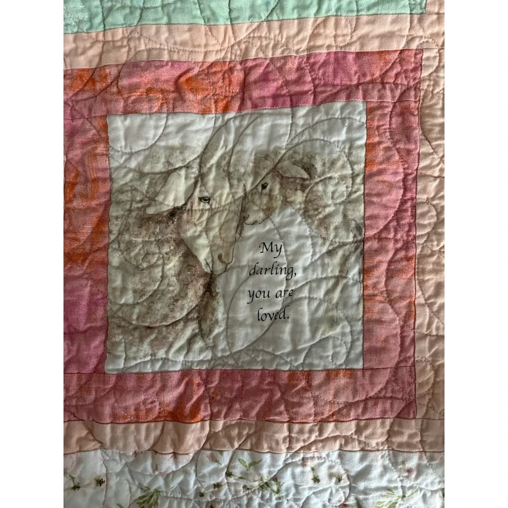 Handmade Patchwork Crib Quilted Blanket Wall Hanging With Bible Verses